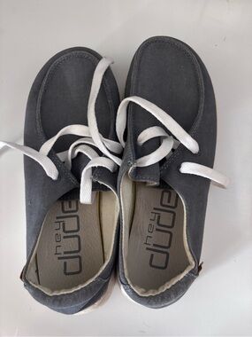 Heydude Women's Gray Canvas Lace-Up Sneakers
